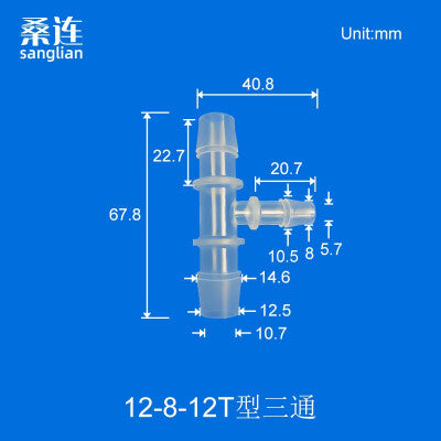 100 pk  8-4-8T Tee Barb Connector Three Way Fittings Reducer Tee