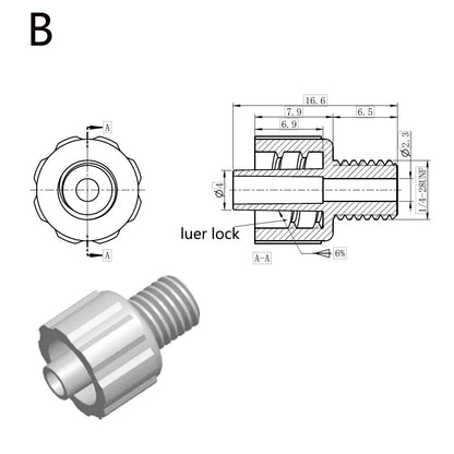 Female Male Luer To 1/4-28" Thread PP Connector Tubing Adatper