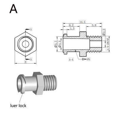 Female Male Luer To 1/4-28" Thread PP Connector Tubing Adatper