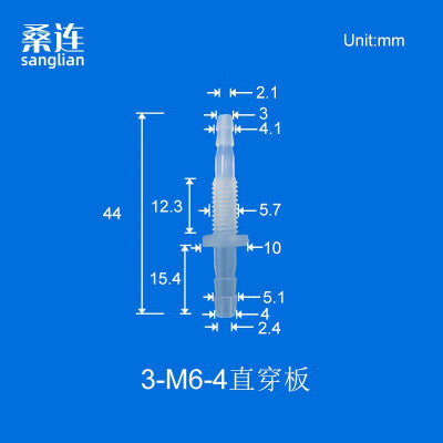 100/pk Plastic Barb to Barb Bulkhead Fittings with Threaded Ends - Ideal for Food Grade Hose Pipes - Includes 4.8-M8-4.8 Hex Nut