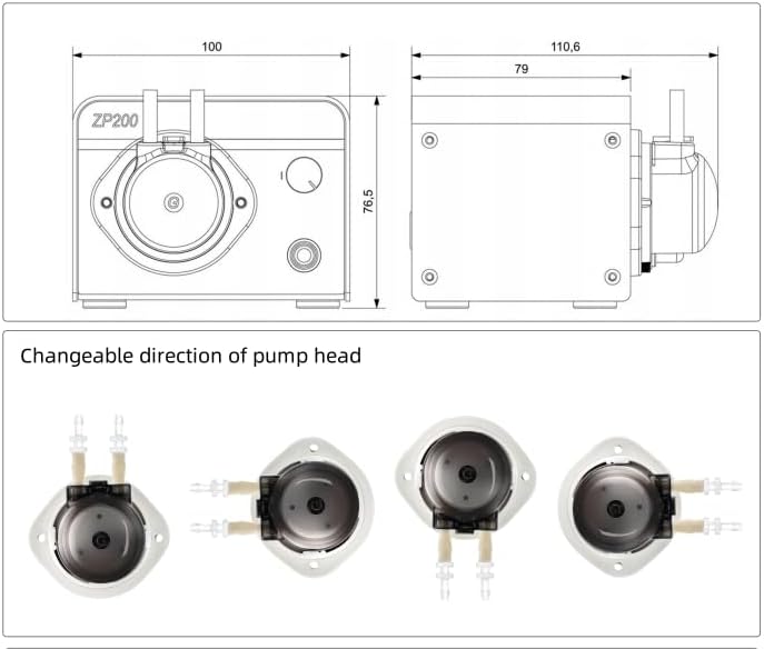 ZP200 DC 24V Speed Adjustable Peristaltic Pump Dosing Pump Compact for Medicalequipment Printing Pumping Ink