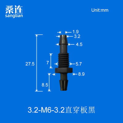 100/pk Plastic Barb to Barb Bulkhead Fittings with Threaded Ends - Ideal for Food Grade Hose Pipes - Includes 4.8-M8-4.8 Hex Nut