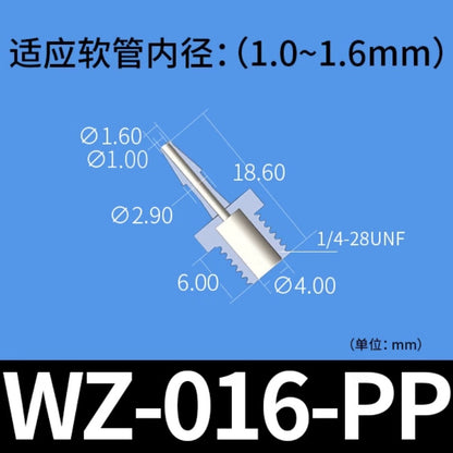 Conectores de púas con rosca macho RZ, paquete de 30, accesorios para tubos, plástico, M8/M10, PP, PTFE, grado alimenticio