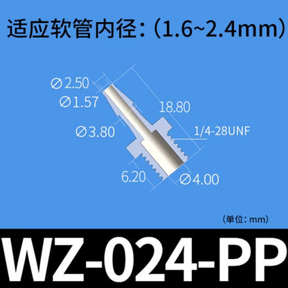 Conectores de púas con rosca macho RZ, paquete de 30, accesorios para tubos, plástico, M8/M10, PP, PTFE, grado alimenticio