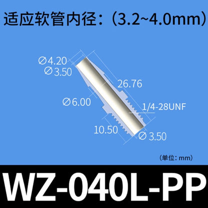 Conectores de púas con rosca macho RZ, paquete de 30, accesorios para tubos, plástico, M8/M10, PP, PTFE, grado alimenticio