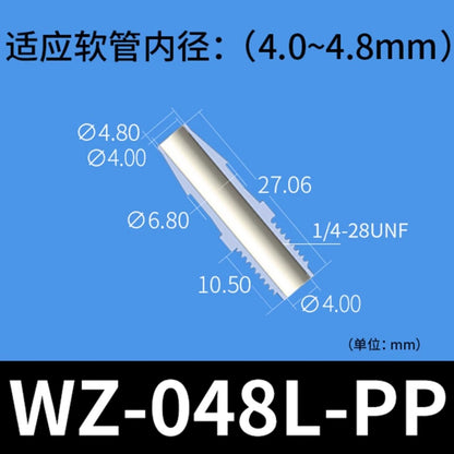 Conectores de púas con rosca macho RZ, paquete de 30, accesorios para tubos, plástico, M8/M10, PP, PTFE, grado alimenticio