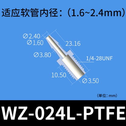 Conectores de púas con rosca macho RZ, paquete de 30, accesorios para tubos, plástico, M8/M10, PP, PTFE, grado alimenticio