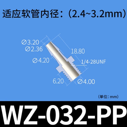 Conectores de púas con rosca macho RZ, paquete de 30, accesorios para tubos, plástico, M8/M10, PP, PTFE, grado alimenticio