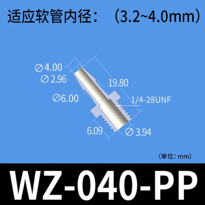 Conectores de púas con rosca macho RZ, paquete de 30, accesorios para tubos, plástico, M8/M10, PP, PTFE, grado alimenticio