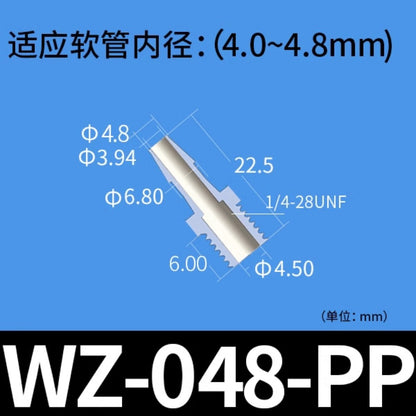 Conectores de púas con rosca macho RZ, paquete de 30, accesorios para tubos, plástico, M8/M10, PP, PTFE, grado alimenticio