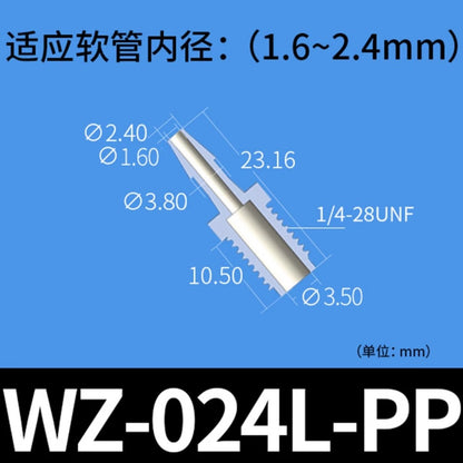 Conectores de púas con rosca macho RZ, paquete de 30, accesorios para tubos, plástico, M8/M10, PP, PTFE, grado alimenticio