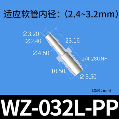 Conectores de púas con rosca macho RZ, paquete de 30, accesorios para tubos, plástico, M8/M10, PP, PTFE, grado alimenticio