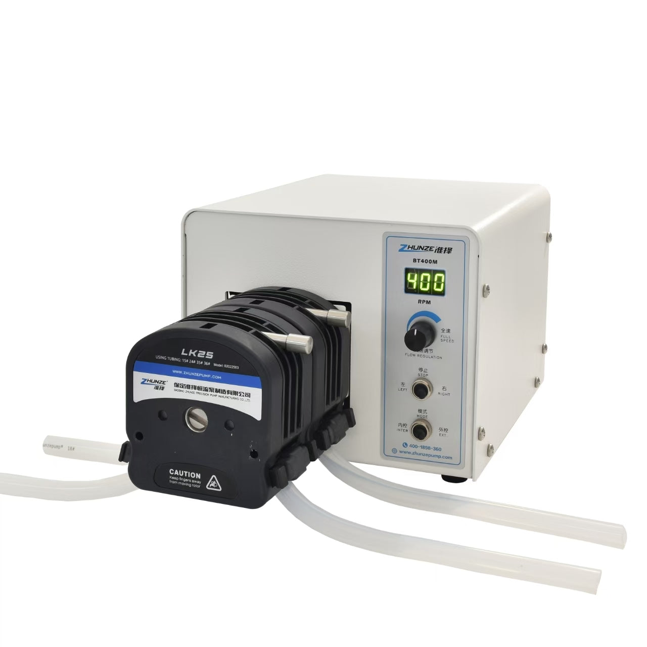 T600M LK25*2 Dual Head Precision Peristaltic Pump with Flip Top Pump Head 4 Rollers ,Variable Speed AC110-220V