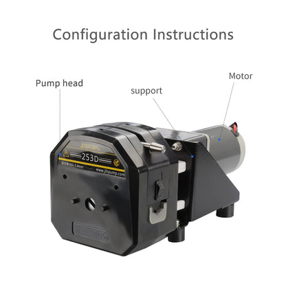 253D Peristaltic Pump Head, High Flow Rate, Flip Top Head, Quick Tube Change, PPS Material, Corrosion Resistant, Stainless Steel Rollers, Stackable Pump Head