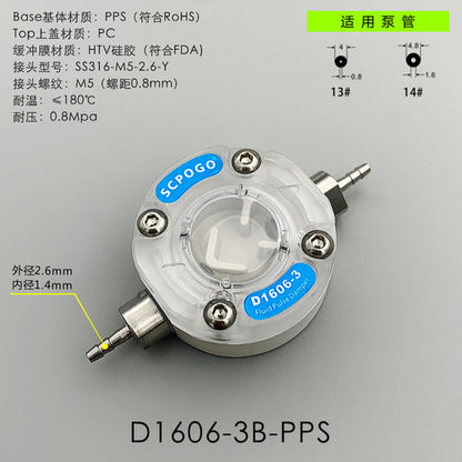 Amortiguador de pulso de fluido micro D1606-3 Rectificador de búfer de bomba peristáltica para tubo de bomba 13# 14# 19# 16# 15# 