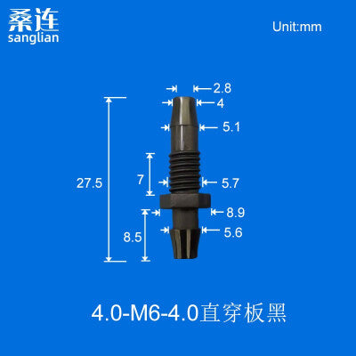 100/pk Plastic Barb to Barb Bulkhead Fittings with Threaded Ends - Ideal for Food Grade Hose Pipes - Includes 4.8-M8-4.8 Hex Nut