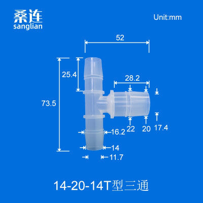 100 pk  8-4-8T Tee Barb Connector Three Way Fittings Reducer Tee