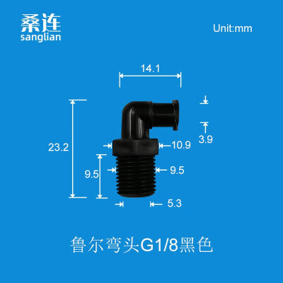 Male / Female Luer Lock-to-Male G1/8 Threaded Elbow L Tube Connectors