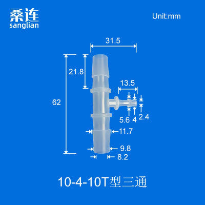 100 pk  8-4-8T Tee Barb Connector Three Way Fittings Reducer Tee