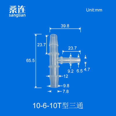 100 pk  8-4-8T Tee Barb Connector Three Way Fittings Reducer Tee