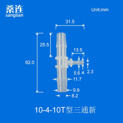 100 pk  8-4-8T Tee Barb Connector Three Way Fittings Reducer Tee