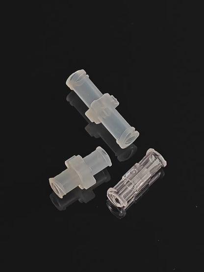 100/pk Luer-Lock to Luer-Lock, Female-Female Connector, Sterile. Polypropylene connectors connect a male Luer to syringes