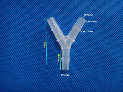 Plastic Y Barbed Fittings Three Way Tube Connectors 1/16 To 1/2 Food Grade