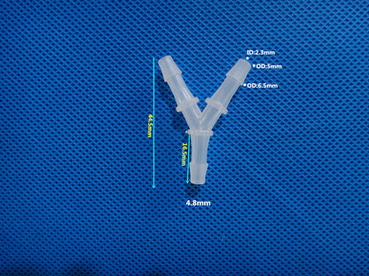 Plastic Y Barbed Fittings Three Way Tube Connectors 1/16 To 1/2 Food Grade