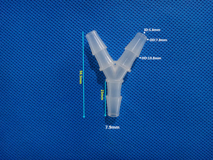 Plastic Y Barbed Fittings Three Way Tube Connectors 1/16 To 1/2 Food Grade