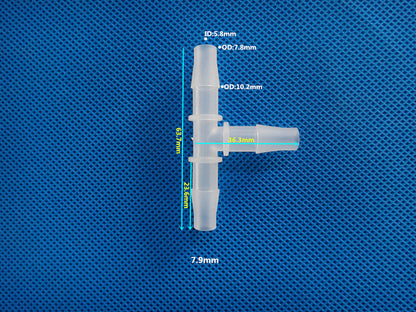 Equal Diameter Tee T-type Three Way Joint Plastic Connectors Barb Tee