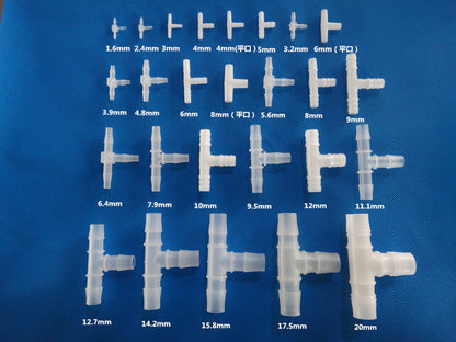 Equal Diameter Tee T-type Three Way Joint Plastic Connectors Barb Tee