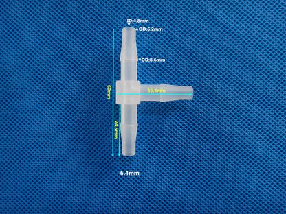 Equal Diameter Tee T-type Three Way Joint Plastic Connectors Barb Tee