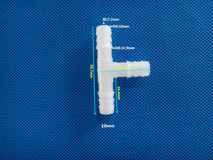 Equal Diameter Tee T-type Three Way Joint Plastic Connectors Barb Tee