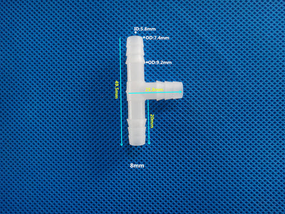 Equal Diameter Tee T-type Three Way Joint Plastic Connectors Barb Tee