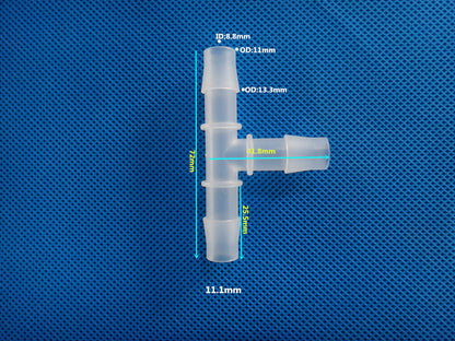 Equal Diameter Tee T-type Three Way Joint Plastic Connectors Barb Tee