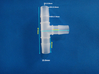 Equal Diameter Tee T-type Three Way Joint Plastic Connectors Barb Tee