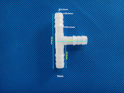 Equal Diameter Tee T-type Three Way Joint Plastic Connectors Barb Tee