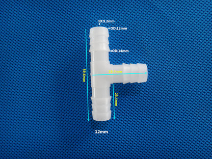 Equal Diameter Tee T-type Three Way Joint Plastic Connectors Barb Tee