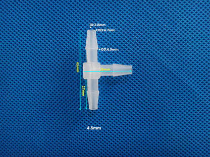 Equal Diameter Tee T-type Three Way Joint Plastic Connectors Barb Tee