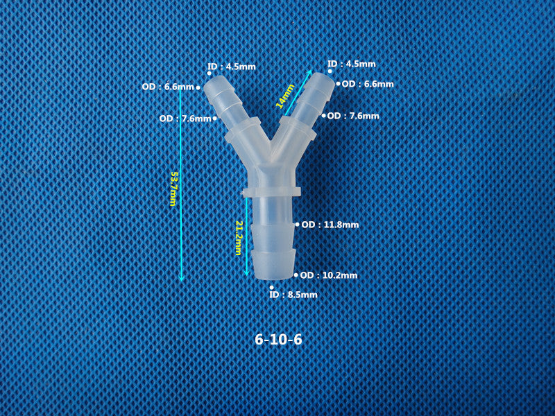 Plastic Y-type Reducing Three Port Way Barbed Fittings 4mm -12mm