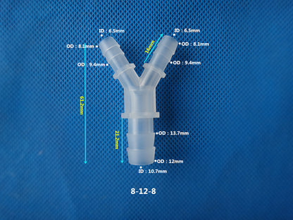 Accesorios dentados de tres vías reductores tipo Y de plástico de 4 mm a 12 mm