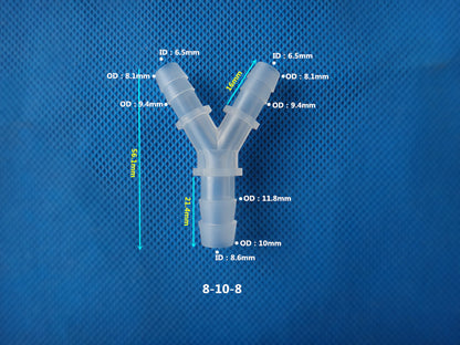 Accesorios dentados de tres vías reductores tipo Y de plástico de 4 mm a 12 mm