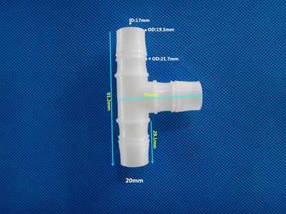 Equal Diameter Tee T-type Three Way Joint Plastic Connectors Barb Tee