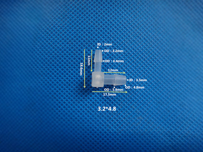 Reducer 90 Degree Elbow Plastic Barb Fitting Tube Connectors 3.2mm to 11.1mm