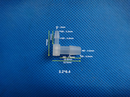 Reducer 90 Degree Elbow Plastic Barb Fitting Tube Connectors 3.2mm to 11.1mm