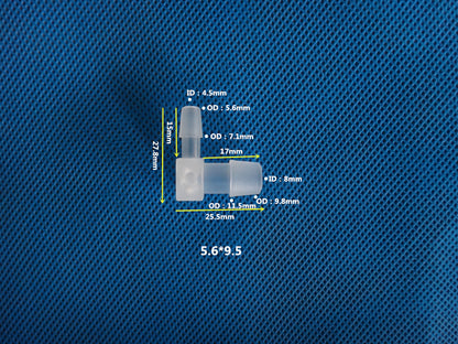 Reducer 90 Degree Elbow Plastic Barb Fitting Tube Connectors 3.2mm to 11.1mm