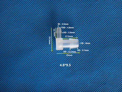 Reducer 90 Degree Elbow Plastic Barb Fitting Tube Connectors 3.2mm to 11.1mm